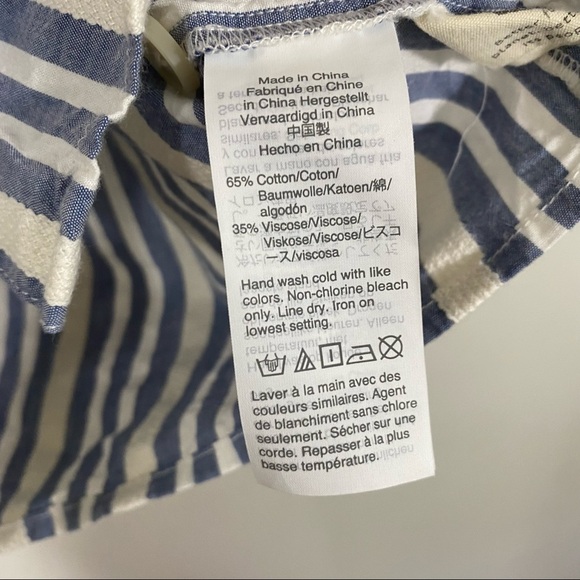 Madewell Plaza Button-Front Shirt in Stripe V Neck Short Sleeve Blue White XXS - Picture 5 of 5